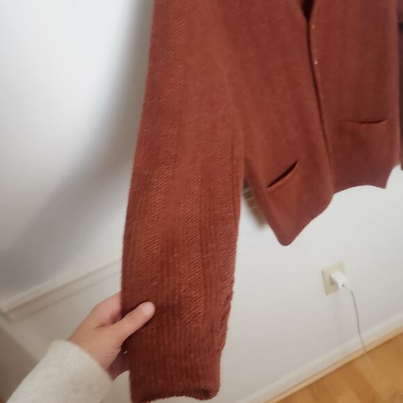 Vtg Puritan Cardigan Sweater Sz Medium Mens Burnt Orange Gold Buttons Wool Blnd - Picture 6 of 12